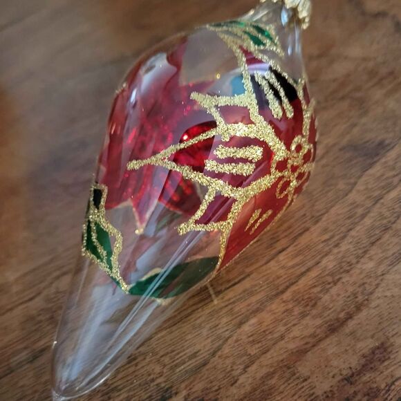 11 Vintage 2022 Glass Ornaments Poinsettia Enchanted Forest Brand - Picture 2 of 7